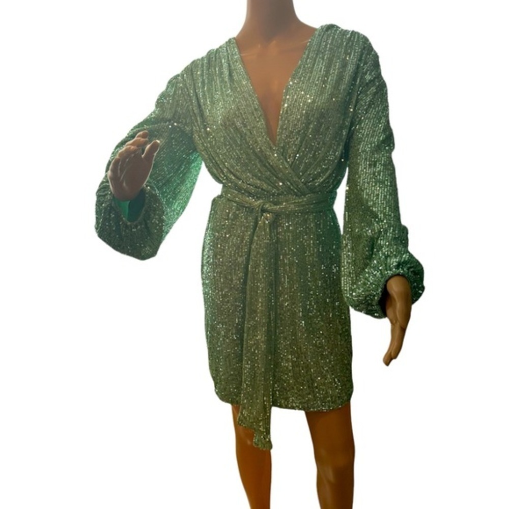 Fashion Nova Green Sequin Mini Dress
